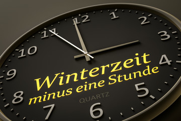 daylight saving winter time minus one hour modern black clock style