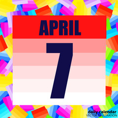 April 7 icon. For planning important day. April 7th. Banner for holidays and special days. Vector Illustration.