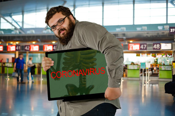 Coronavirus. 2019 Novel Coronavirus (2019-nCoV), Wuhan, China. A man with Coronavirus. Room for text. Clipping Path.