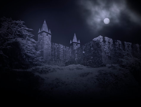 Gothic Castle At Night