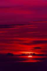 Beautiful sky. red sunlight lighting the clouds softly