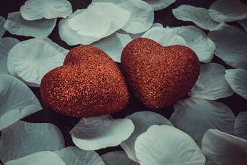 Romantic red heart with love on valentine's day