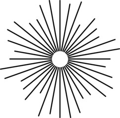 Obraz premium Linear drawing of rays of the sun in vintage style