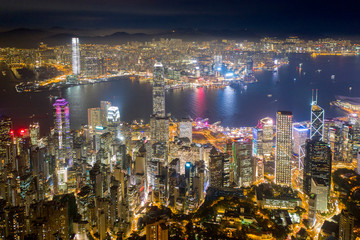 Obraz premium aerial view of Hong Kong at night