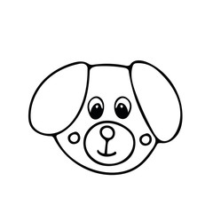 dog in doodle style. cute beast hand drawn in scandinavian simple monochrome. element for the design of children's rooms, clothes, sticker, coloring, poster