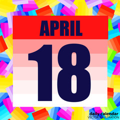April 18 icon. For planning important day. Banner for holidays and special days. April eighteenth. Vector Illustration.