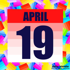 April 19 icon. For planning important day. Banner for holidays and special days. Nineteenth of april. Vector Illustration.