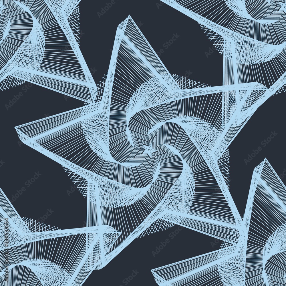 Fototapete seamless geometric pattern in op art design. the chaotic interweaving of geometric lines creating a 