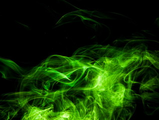 Green smoke on black background
