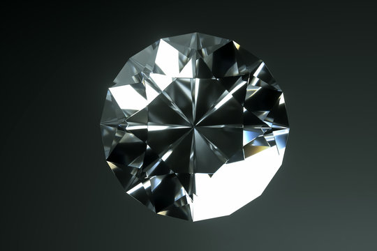 3D render photorealistic diamond isolated on a black background. Luxury concept of taming value Copy space.