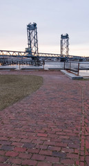 Sunset with Memorial Bridge from Prescott Park - Portsmouth, New Hampshire.