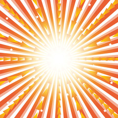 Fototapeta premium Abstract sunburst background with geometric shapes and stars on a white background. Template for your text. Vector illustration
