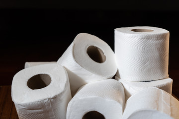 A pile of Toilet paper rolls