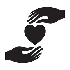 hand holding heart flat icon for healthcare apps and website