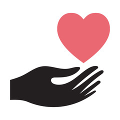 Obraz premium hand holding heart flat icon for healthcare apps and website