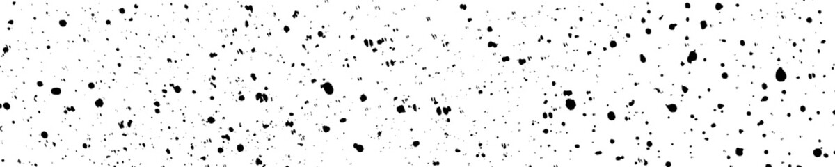 Black grainy texture isolated on white background. Dust overlay. Dark noise granules. Wide horizontal long banner for site. Vector design elements, illustration, EPS 10.