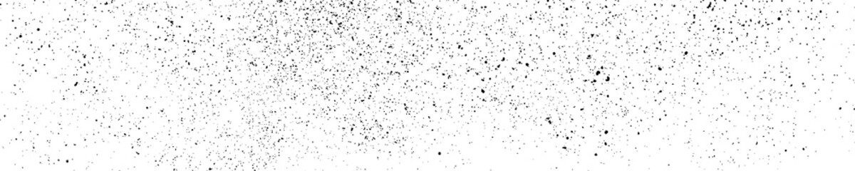 Black grainy texture isolated on white background. Dust overlay. Dark noise granules. Wide horizontal long banner for site. Vector design elements, illustration, EPS 10.