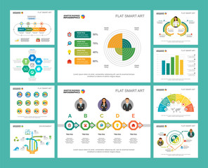 Colorful planning or ecology concept infographic charts set. Business design elements for presentation slide templates. For corporate report, advertising, leaflet layout and poster design.