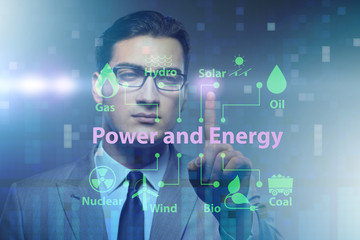 Energy mix concept with businessman
