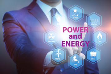 Energy mix concept with businessman