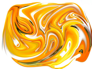  Unique delicately textured swirled liquified modern abstract design perfect for wallpapers and backgrounds in bright  yellow, orange and white tints and hues.         
