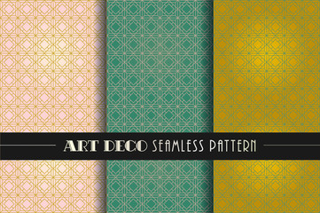 Geometric Art Deco seamless vector pattern set