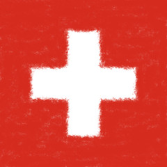 Fototapeta premium National flag of Switzerland painted with color chalk. national flag concept.