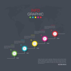 Business data visualization. Infographic element with icons and options or steps. Can be used for process, presentation, diagram, workflow layout, info graph, web design. Vector business template.