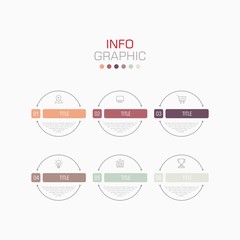 Business data visualization. Infographic element with icons and options or steps. Can be used for process, presentation, diagram, workflow layout, info graph, web design. Vector business template.