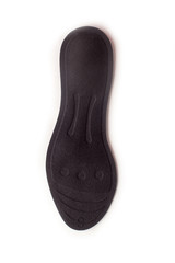 Isolated orthopedic insole on a white background. Treatment and prevention of flat feet and foot diseases. Foot care, comfort for the feet. Wear comfortable shoes. Medical insoles.