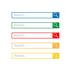 Web search form and button with loupe sign. Variations colors rounded rectangle image