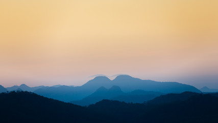 Majestic sunset in the blue mountains landscape