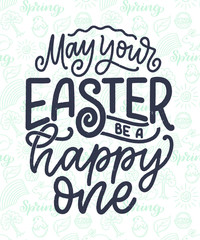 Calligraphy lettering slogan about Easter for flyer and print design. Vector illustration. Template banner, poster, greeting postcard.