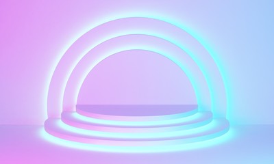 pastel stage podium with semicircular segments