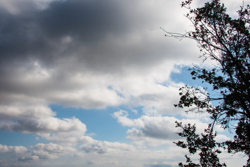 White clouds in a bright blue sky. The beauty of the nature