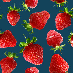 Strawberries seamless pattern. Food background.