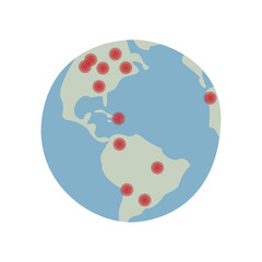 World map of Coronavirus (Covid-19). Coronavirus pandemic. Flat vector Earth illustration. Map shows where the coronavirus has spread