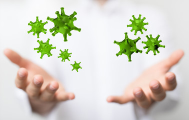 flu virus attack digital 3d