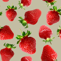 Strawberries seamless pattern. Food background.