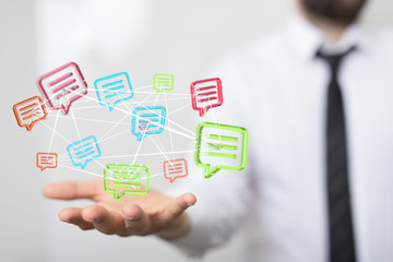 Fototapeta premium speech bubbles. People Chatting. 3d illustration of a communication concept, relating to feedback 3d