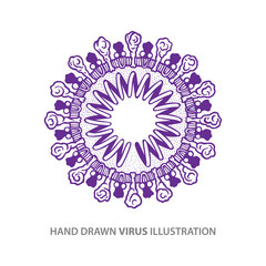 Virus. 2019–nCoV.  Coronavirus inside structure hand drawn vector illustration. Part of set. 