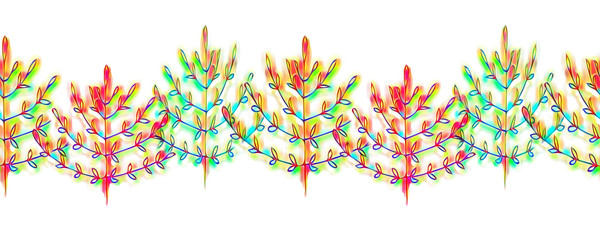 Tree seamless pattern. Watercolor banner. Autumn illustration.