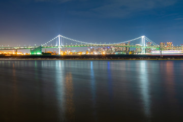 Fototapeta na wymiar Rainbow bridge eveing in Tokyo city.