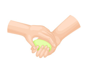 Hand Washing and Cleansing Using Soap Vector Illustration