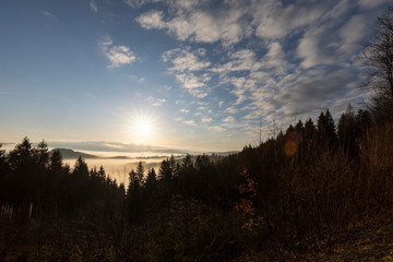 Sonnenaufgang mit Nebel im Sauerland