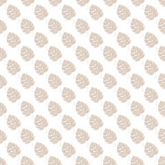 Seamless geometric pattern with leaves, blades of grass and twigs