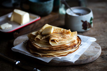 Homemade stack of Crepes..