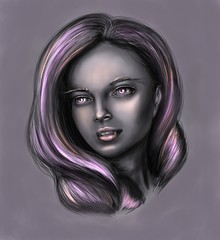 Grey fantasy vampire digital illustration 