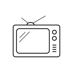 Tv icon outline television line old tv symbol vector image