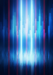 Background empty show scene. Ultraviolet dark abstract background. Geometric neon shapes, neon glow, blue and pink lighting